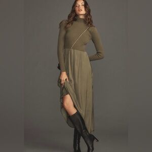 Anthropologie The Thea Long-Sleeve Twofer Maxi Dress